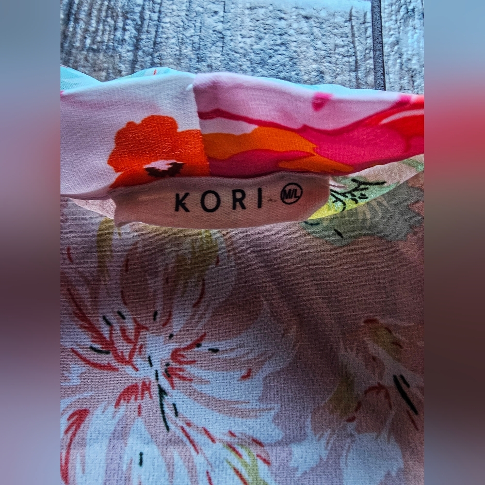 KORI M/L Floral Kimono Wrap, Boho Cottagecore, EUC, Lightweight Statement Piece - Picture 11 of 14